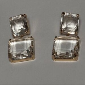 Elegant Gold and Clear -Toned Drop Earrings